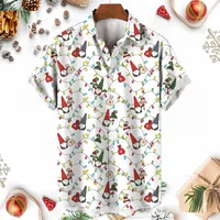 Xmas New Year Gingerbread Christmas Hawaiian Shirt Men's 3D Snowman Print Street Short Sleeved Loose Clothes For Women Clothing 1