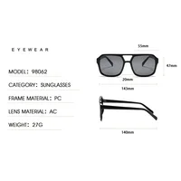 Lunettes de soleil carrées à grande monture pour hommes et femmes, monture légère, noires, jaunes, avec protection UV 3
