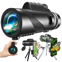 80X100 Hd Monocular Telescope 8000M Long Range Zoom Bak4 Prism Telescope with/without Tripod Phone Clip Hunting Outdoor Camping 1