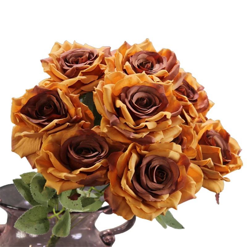 Bouquet fiori artificiali zinnia autunno arancio in materiale di qualità