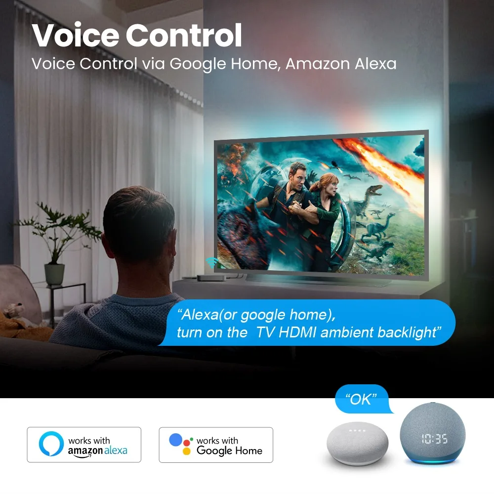 스마트 앰비언트 조명 TV 백라이트, 4K HDMI 2.0 싱크박스 LED 스트립 조명 키트, PC 화면, Tuya LED 테이프, 알렉사, 구글 홈용