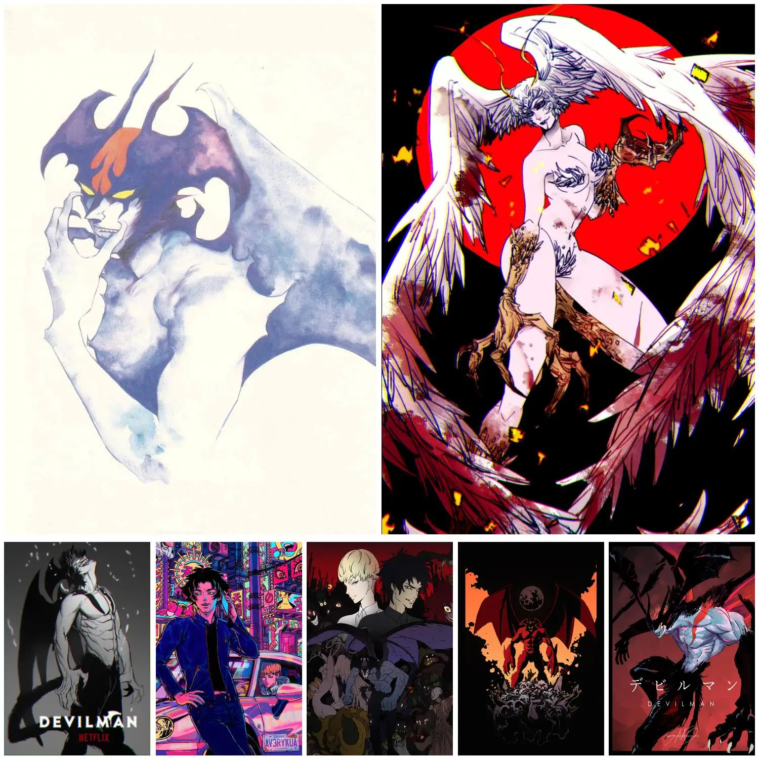 Devilman Crybaby Poster Japan Anime Poster Canvas Art Poster E Wall Art Picture Print Modern Family Bedroom Decor Poster