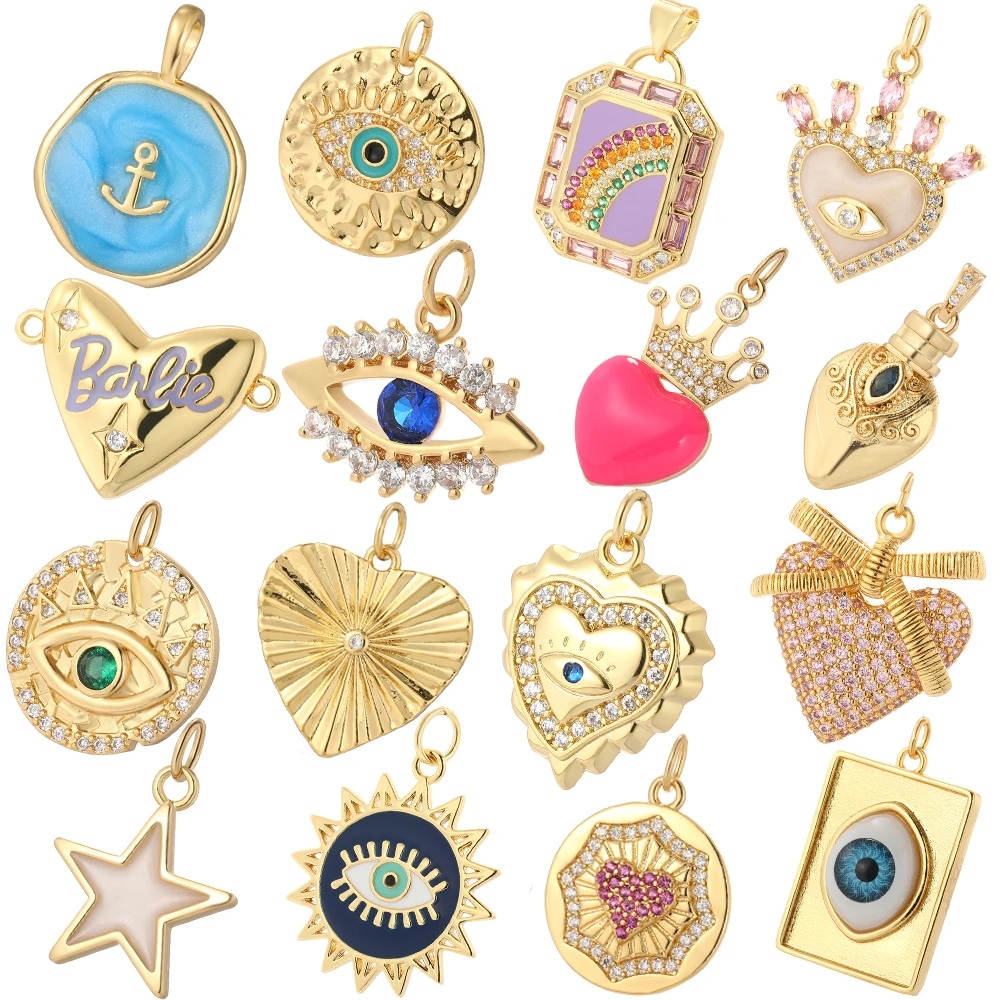 Heart And Greek Eye Pendant Charms For Diy Earrings Keychain Necklace