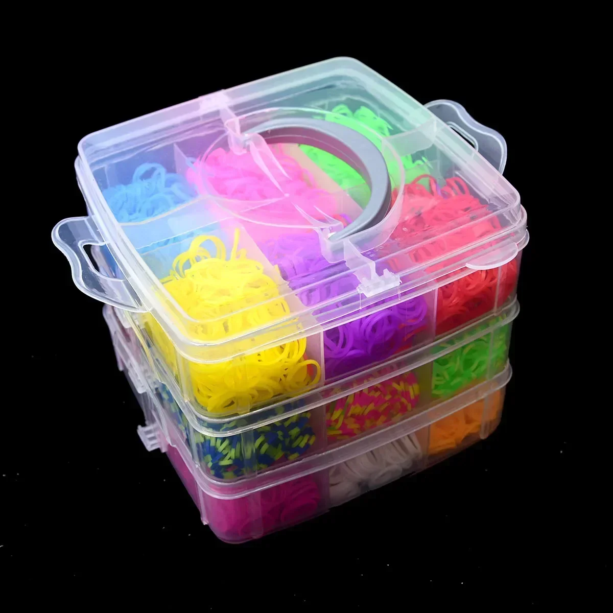 Creative Colorful Loom Bands Set Loom Band Weaver Kit Loom Band Kit Rubber Band Bracelet Kit Jewellery Making Kit Friendship Bracelet Making Kit Rainbow Bracelet Making Kit DIY Rubber Band Woven Bracelets Craft Toys for Girls Birthday Gifts