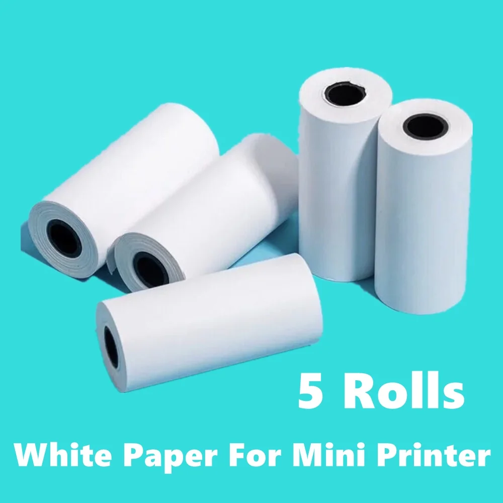 Mini Printer Paper 57mm Width Color White Continuous Paper Self-Adhesive Transparent Sticker Rolls for Portable HD Photo Printer