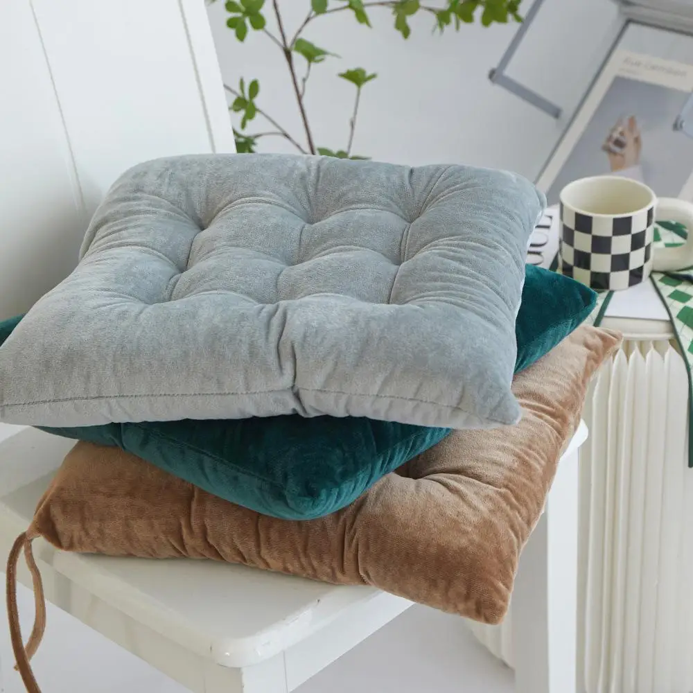 Solid Color Thick Crystal Velvet Cushion Soft Practical Home Office Seat Cushions for Sofa Car Chair Household Decoration Pillow 3