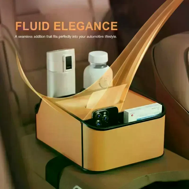 Organizer Universale per Bracciolo Auto, Contenitore Multifunzionale con Porta Fazzoletti e Portabicchieri per Viaggi su Strada - immagine 4