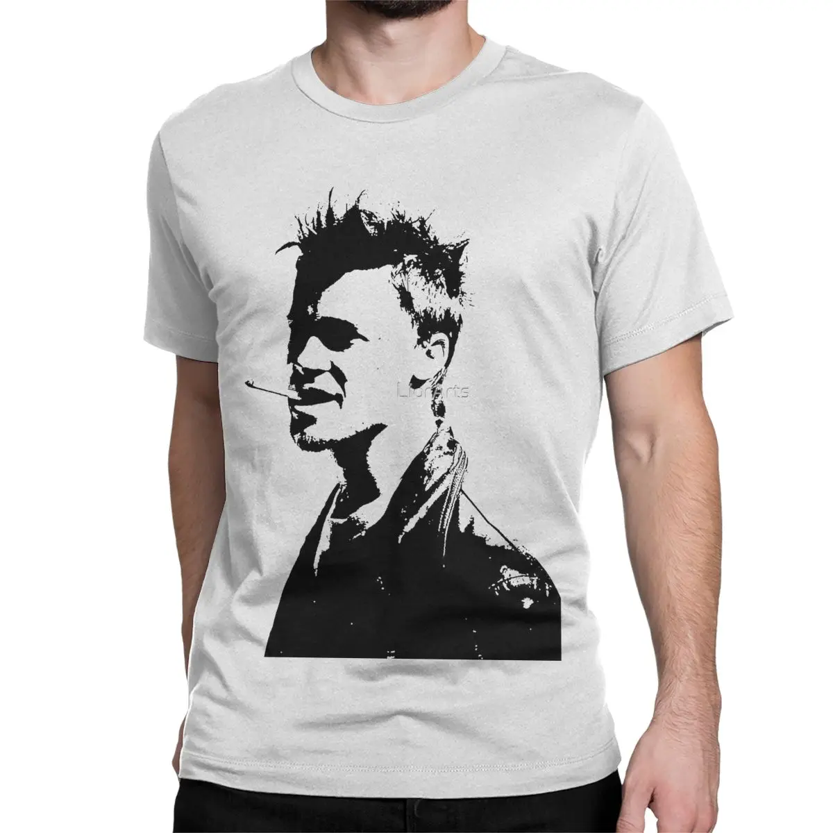 thumbnail image 1 of Camiseta de manga corta con cuello redondo de algodón para hombre y mujer, con diseño de personajes de la película "Tyler Fight Club", talla grande, 1 of 7