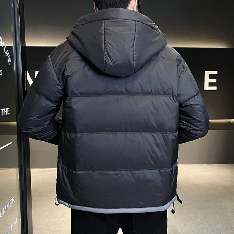 Causal 2023 Autumn Winter Men's Hooded White Duck Down Jacket Solid Warm Puffer Coat Outwear Plus Size L-5XL Thick Parka Clothes