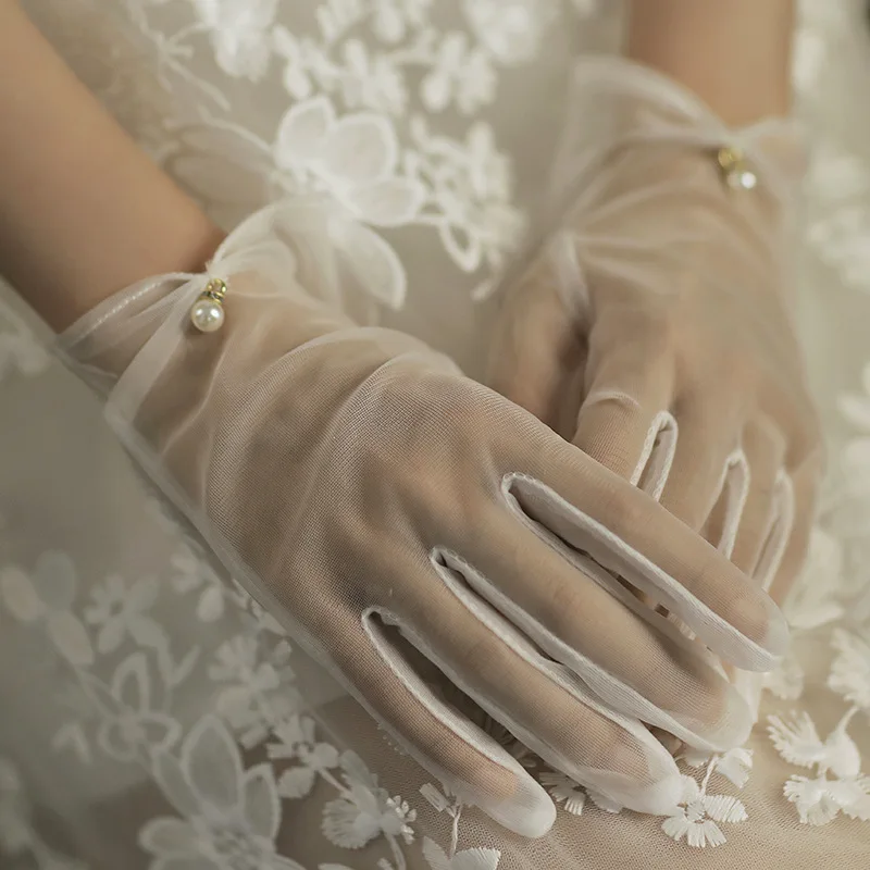 

1Pair Sexy Lace Gloves Women Summer UV-Proof Gloves Bride Wedding Gauze Transparent Mitten