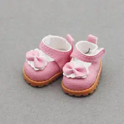 Labubu Doll Leather Finger Shoes (Brown, 3.8 x 2.3 cm) - No doll (3.8cm bow Pink)