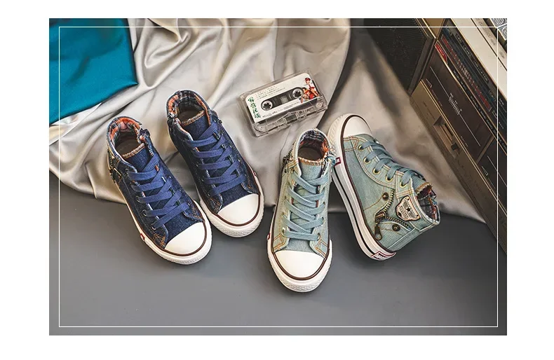 Description Picture 5 of itemChildren High Top Canvas Shoes fashion Kid Students Board Shoe sneaker Breathable Boy Sport Shoe Girl Casual flat Board Footwear