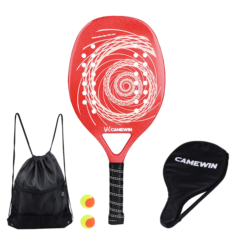 High Quality Carbon and Glass Fiber Beach Tennis Racket with Racquet Cover Bag Balls and Backpack