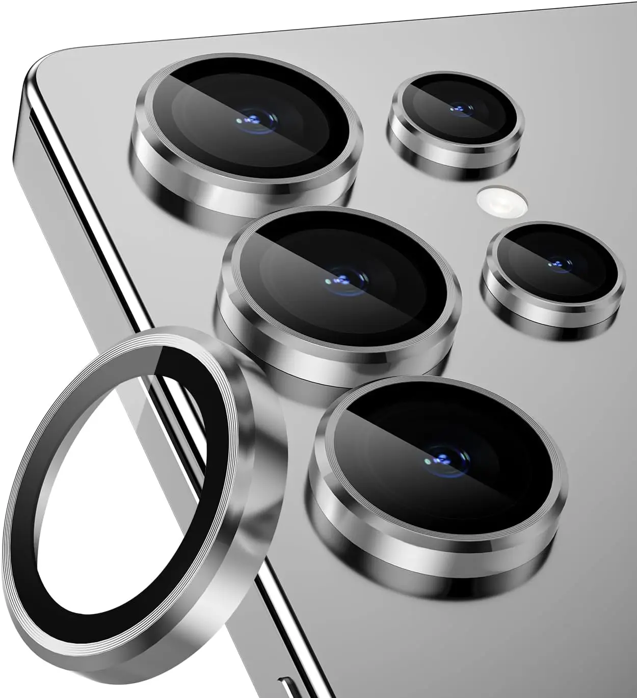 Glitter Decoration Ultra-HD Tempered Glass Camera Lens Protector with Metal Ring