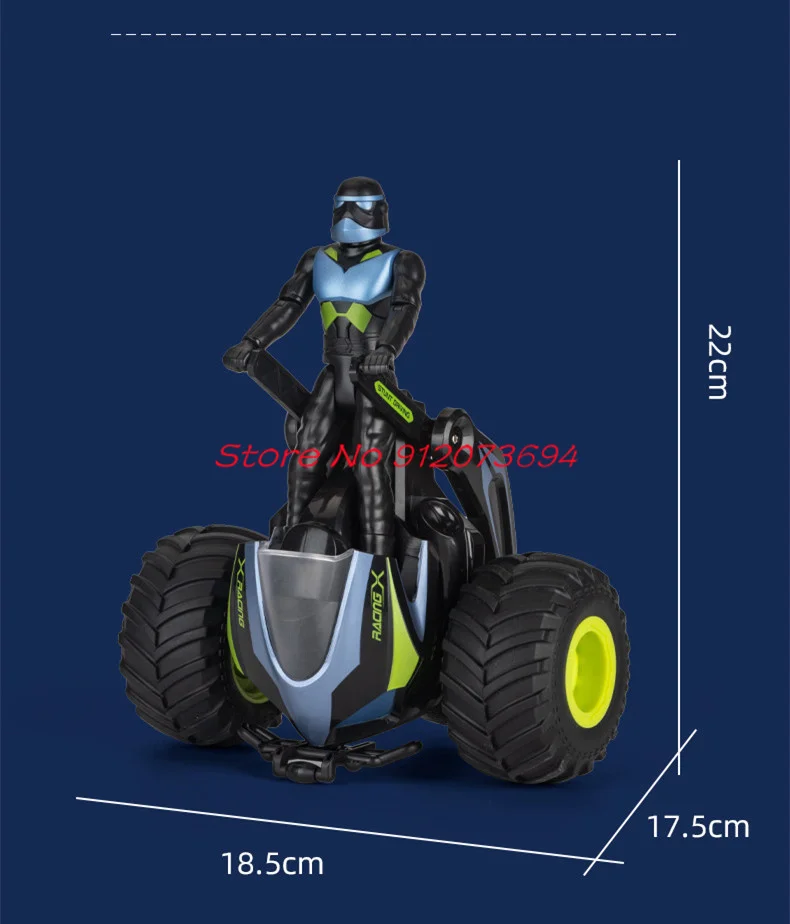 Deformación de modo dual Control remoto de alta velocidad motocicleta 30 minutos iluminación fría y efecto de sonido 360 °   Coche triciclo RC giratorio