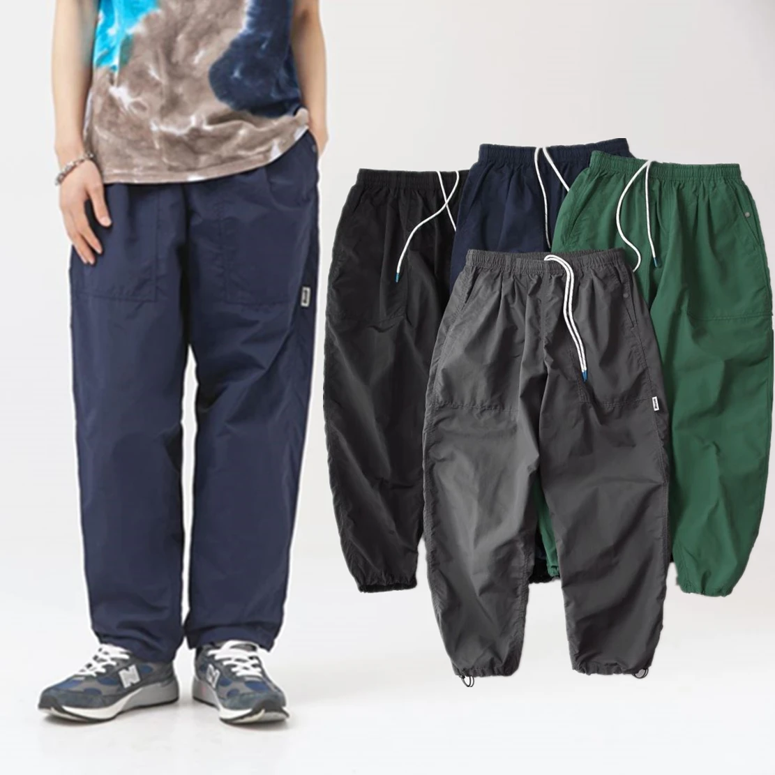 Jenny&Dave Japanese Style Vintage Patchwork Outdoor Quick-Drying Casual Pants  XXL Loose Fashion Trousers Men