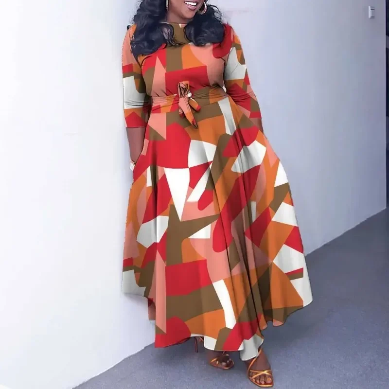 

African Party Dresses for Women Dashiki Ankara Evening Gown Elegant 2024 Spring Fashion African 3/4 Sleeve Long Maxi Dress S-3XL