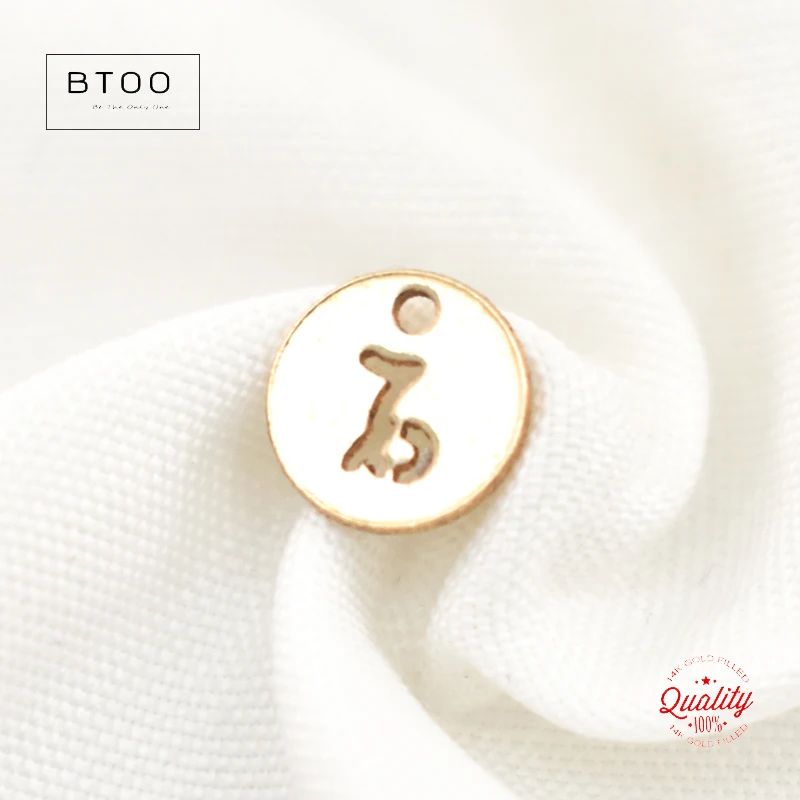 Echter 14K Gold gefüllter 7mm runder Scheibenzwölf Konstellationen Charms Gold Tropfen Anhänger für Schmuckherstellung DIY Schmuckzubehör – Detail 24