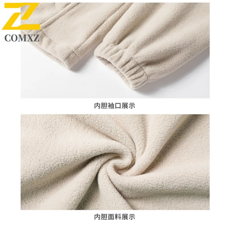 COMXZ Thickened Hooded Mens Jacket Outdoor Rock Climbing Windproof Warm Parka Minimalist Design Travel Winter New Zipper Coat