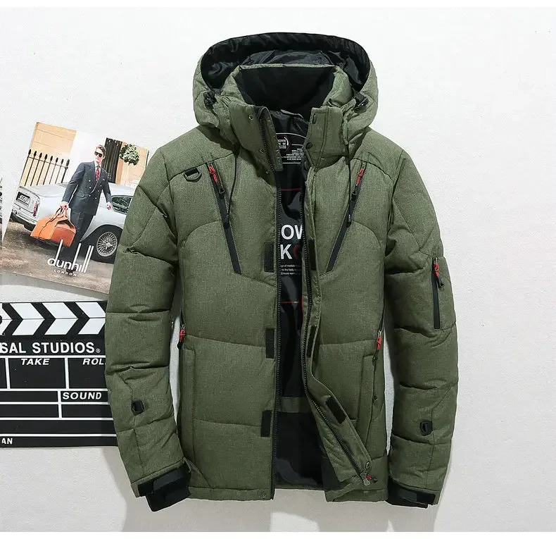 -25℃ Winter Jacket Men Casual Down Warm Hooded Coats Mens Fashion Outwear Casual Windbreaker Thicken Parkas Casaco Masculino