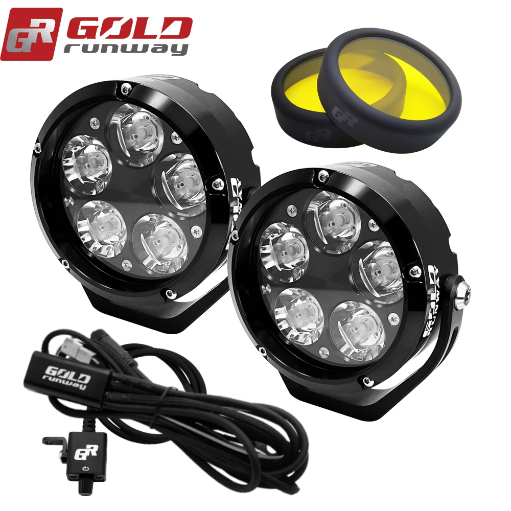 

Goldrunway GR50X Motorcycle LED Driving Spot Light Motorbike Headlight 12V 50W 6000LM Combo Fog Lamp White Yellow