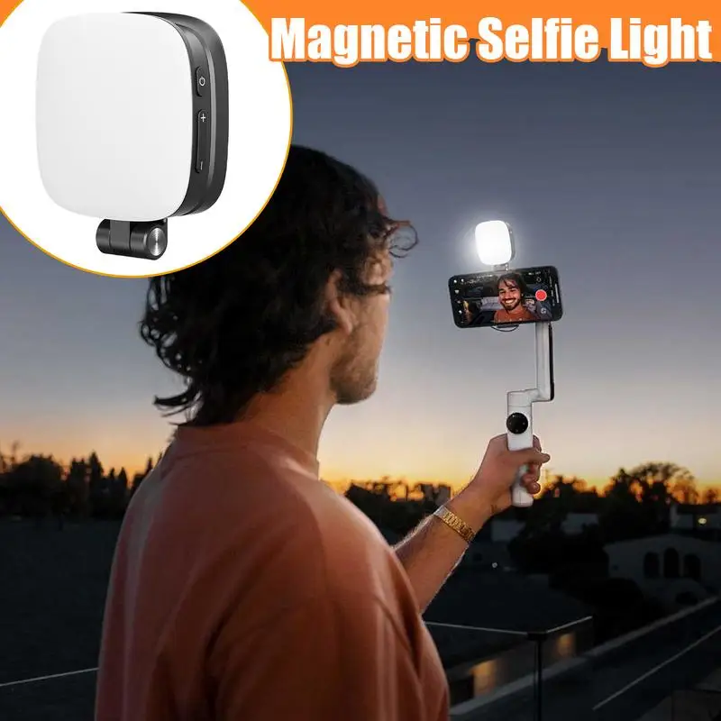 Phone Ring Light Magnetic LED Ring Light For Phone 5 Level Brightness Folding Cool Gadgets With Makeup Mirror For Vlog Recording