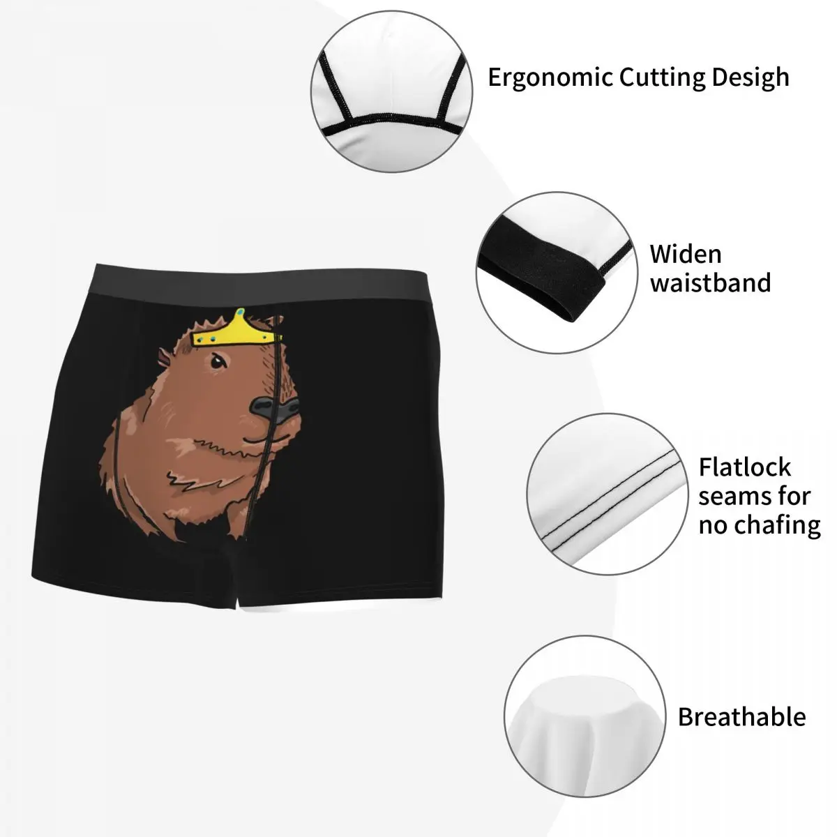 Miss Princess Man's Boxer Briefs Capybara Highly Breathable Underpants Top Quality Print Shorts Birthday Gifts 5