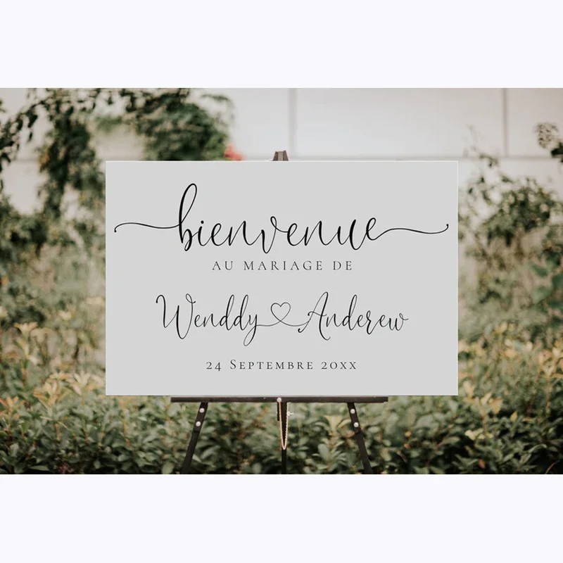 Custom Wedding Name And Date Stickers Personalised Bienvenue Au Mariage De Wedding Mirror Stickers Welcome Wedding Sign Decal