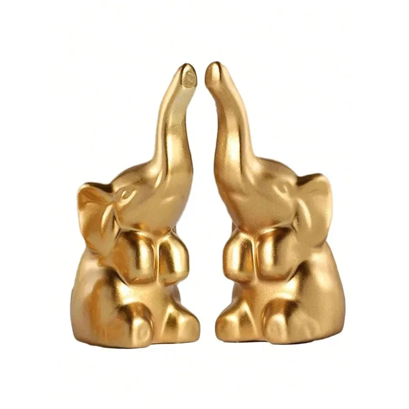 Hot 2PCS Ins Nordic Styles Ceramic Creative Gold Color Home Photographic Props Miniature Golden Decor Desktop Figurines Ornament