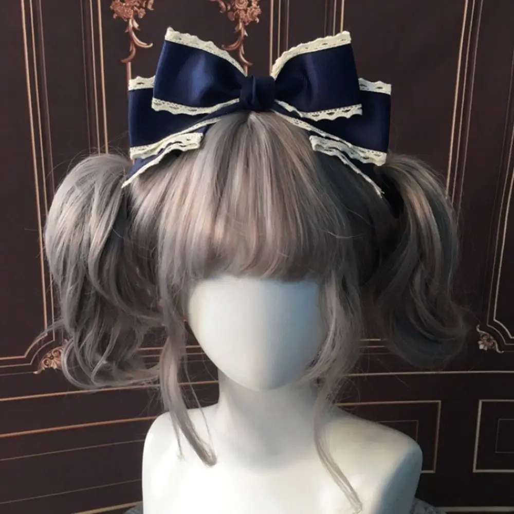 1pc Mode Bowknot Haars pange Vintage Frauen Lolita Spitze Haarnadel handgemachte Band Cosplay Kopfschmuck Haar Dekor Cosplay Kopf bedeckung – Detail 7