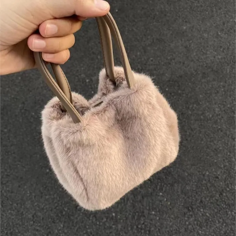 Korean Style Plush Bucket Handbag Women Marleid Large Capacity Soft Shoulder Bag Ladies Fashion Sle Khaki High End Crossbody Bag