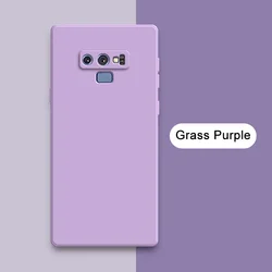 Original Square Liquid Silicone Shockproof Phone Case with Lens Protector - Soft and Durable for Samsung Note 9 (Grass Purple)