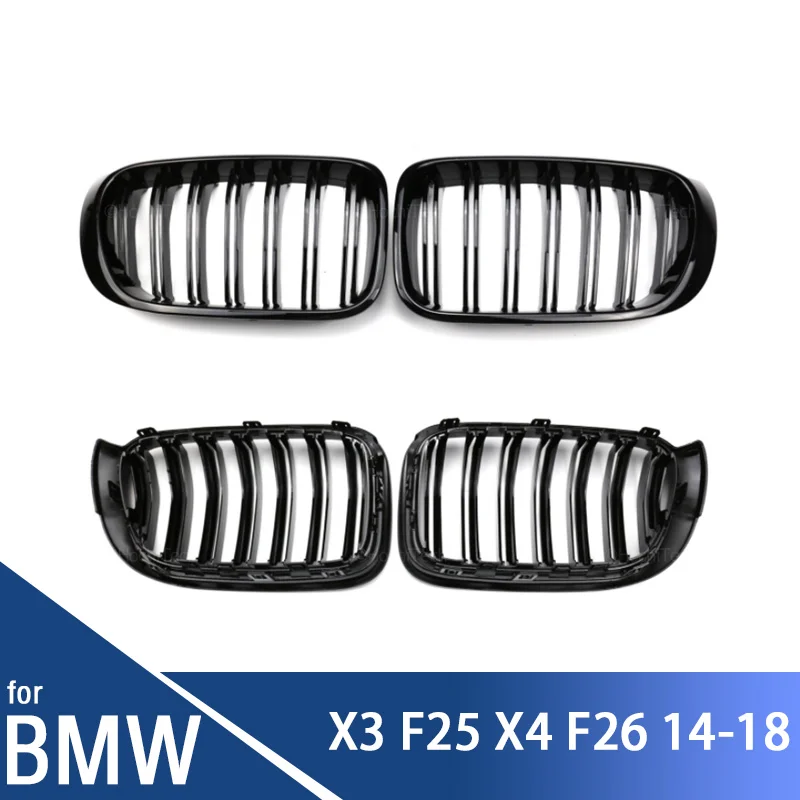 

Bright Black M Look Front Bumper Kidney Grill Double Slat Racing Sport Grille for BMW X3 F25 X4 F26 2014-2018 Car Accessories