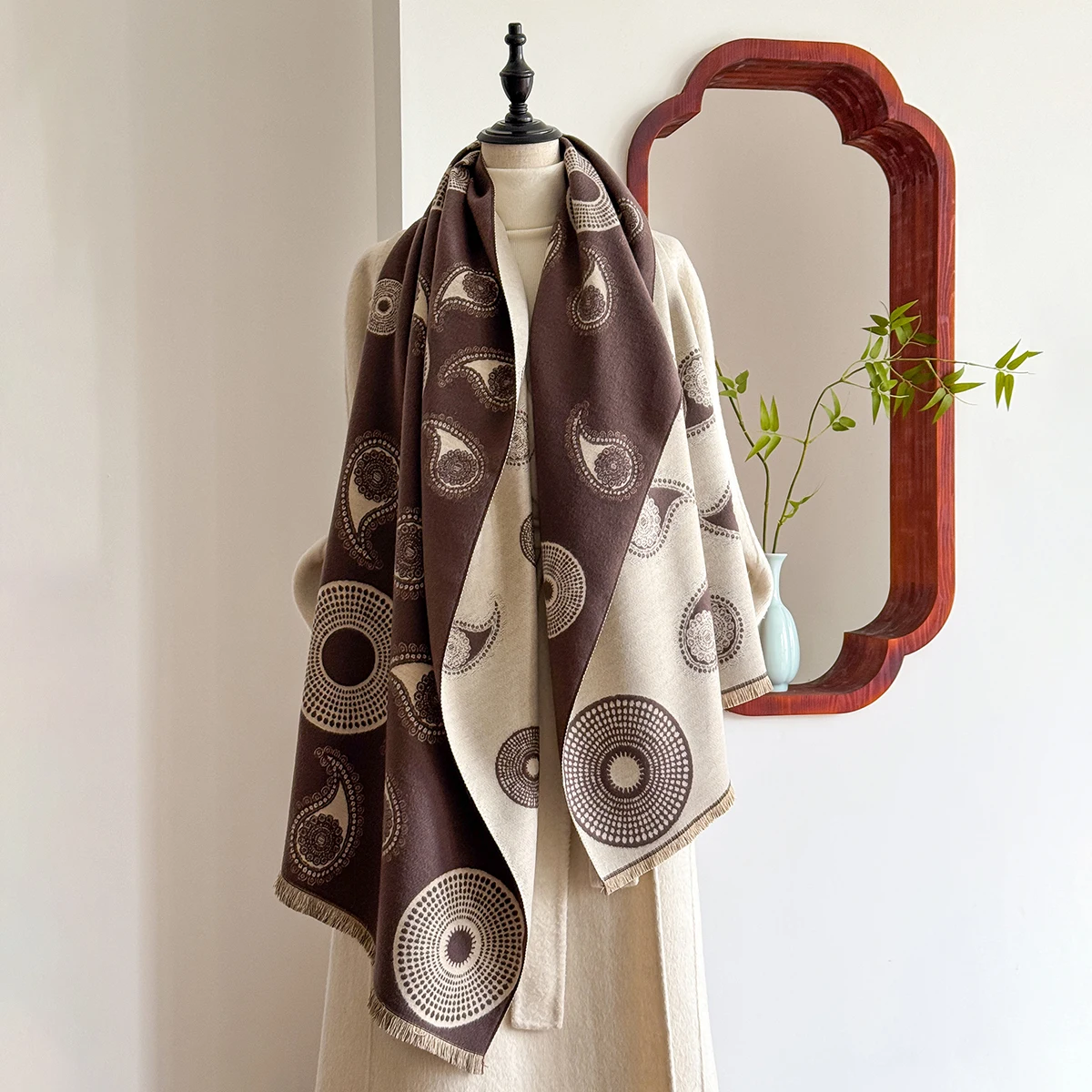 2025 Luxury Brand Women's Cashmere Scarf - Winter Warm Tasseled Striped Printed Pashmina Shawl, Foulard & Poncho