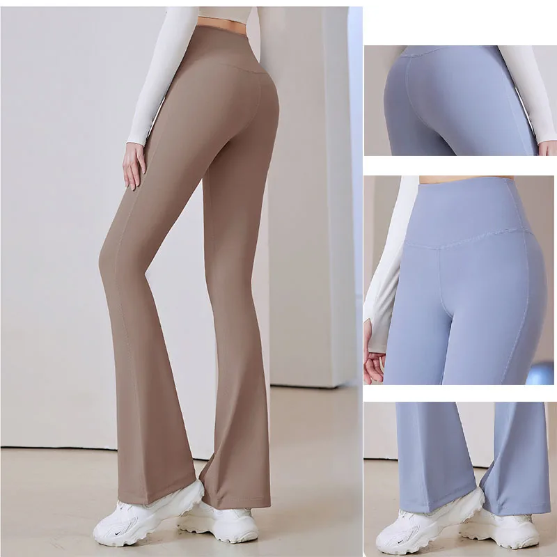 Straight Leg Wide Leg Yoga Pants Solid Butt Lift Flare Leggings