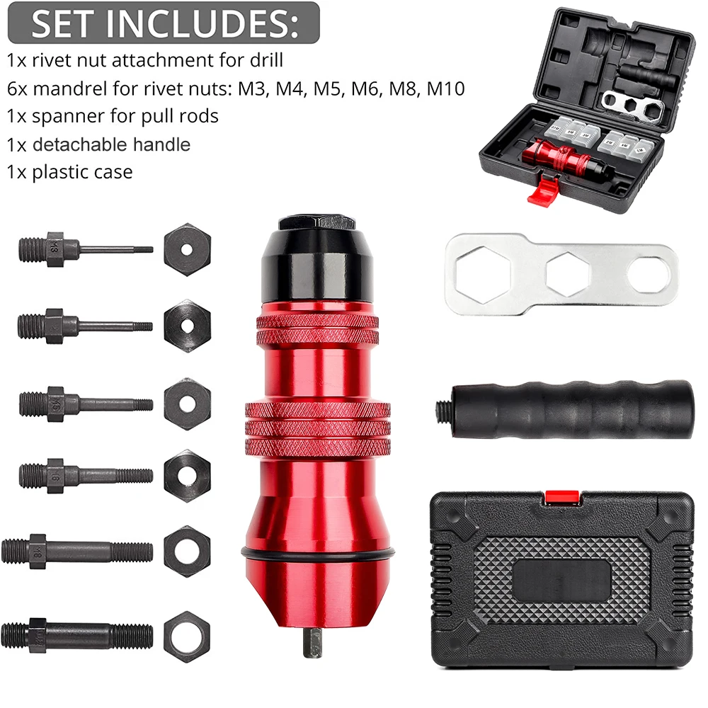 Rivet Nut Gun Riveting M3~M8 Rivet Nut Drill Electric Adapter Insertion Tool Suitable Electric Drill Riveter Tools rivet gun,rivet nut tool