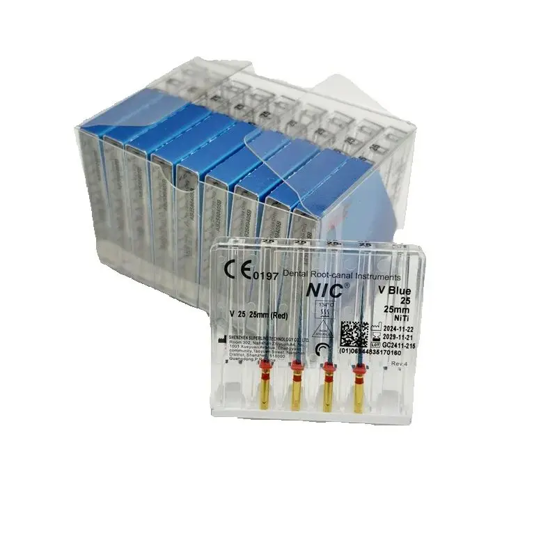 Neuankömmling Original CE Dental NIC V-Blue Niti Motor Verwenden Sie eine hin- und hergehende Feile 25 mm Rot 4 Stück/Box