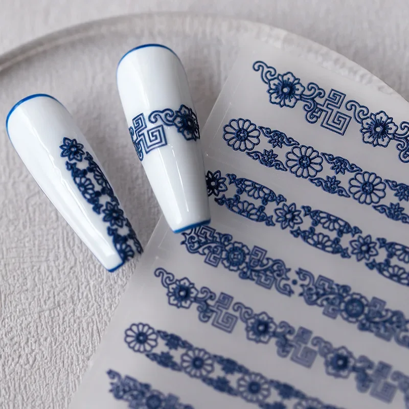 Blue and White Porcelain China Style Nail Stickers Special Simple Blue Nail Art Decorative Pattern Accessories Nail Supplies 4