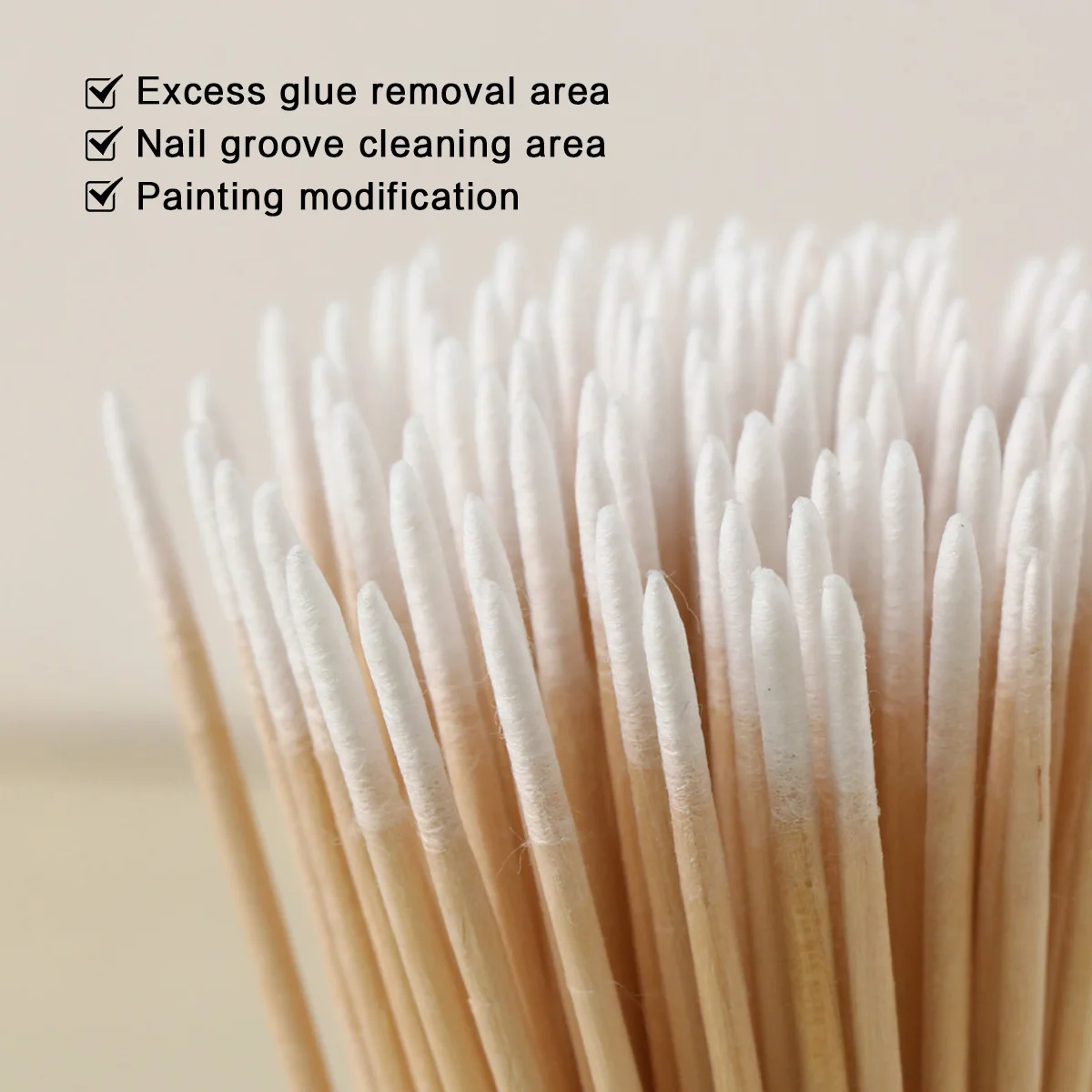 Double Ended Medical Cotton Swab with Wooden Base and Fine Tip Micro Brush for Nose and Ear Cleaning and Makeup Application