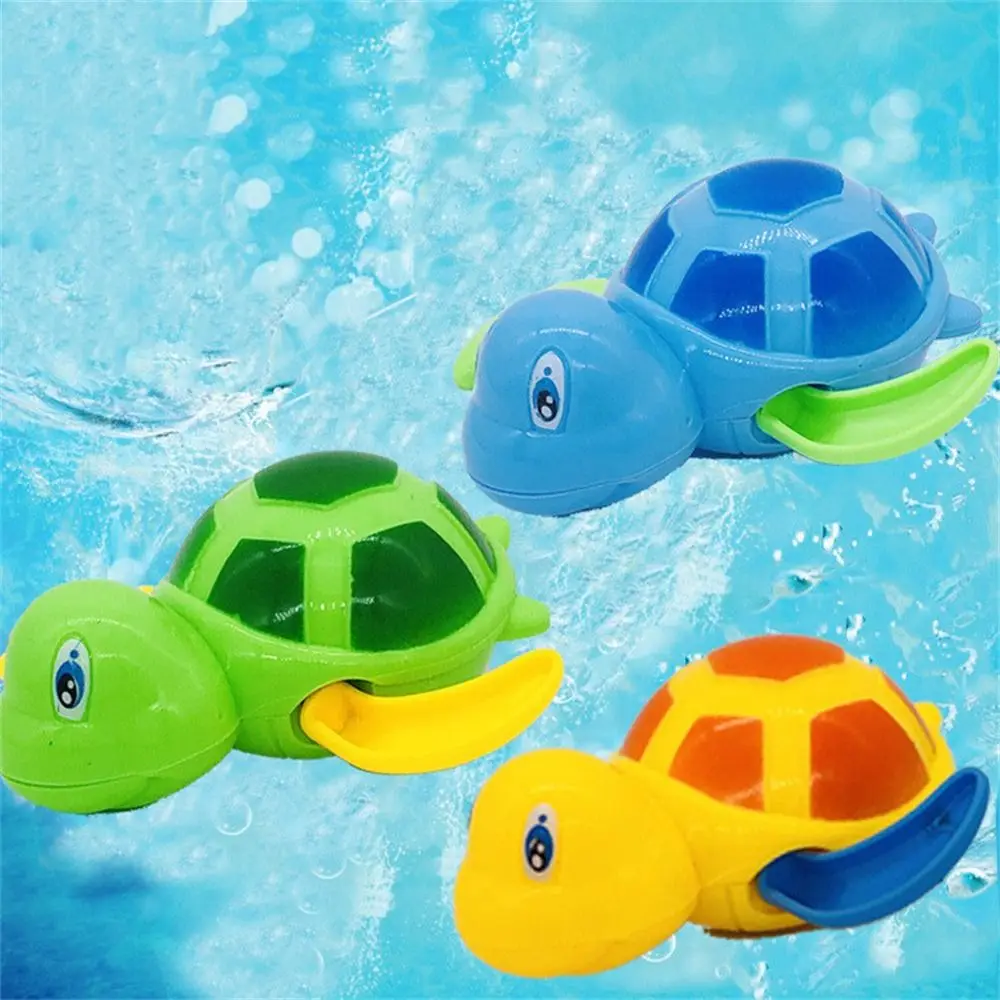 Clockwork Tortoise Water Toy Swim Turtle Bright Colors Wind Up Animal Tortoise Safe Plastic Cute Cartoon Baby Bath Toys