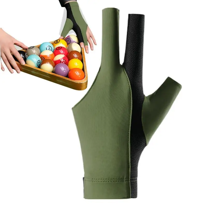 Pool Cue Glove 3-Finger Billiard Non-Slip Breathable Single Gloves Elastic Billiard Cue Quick Dry Professional Glove Accessories
