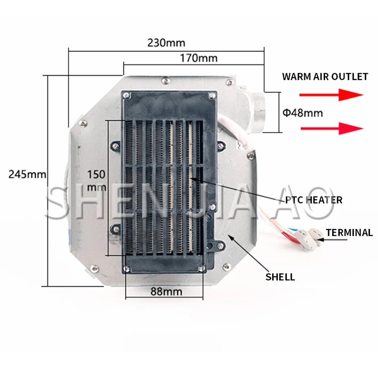 220V Constant Temperature PTC heater ptc heating element heater module 3000W hou
