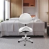 Rolling Saddle Stool Work Chair Height Adjustable  with Wheels +Backrest Heavy Duty 1