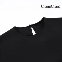 CharmChant Black Satin Asymmetrical Lace Long-Sleeve Shirt for Women Y2k Harajuku Fashion Elegant Sleeveless Shirt Blouse Female - Image 3