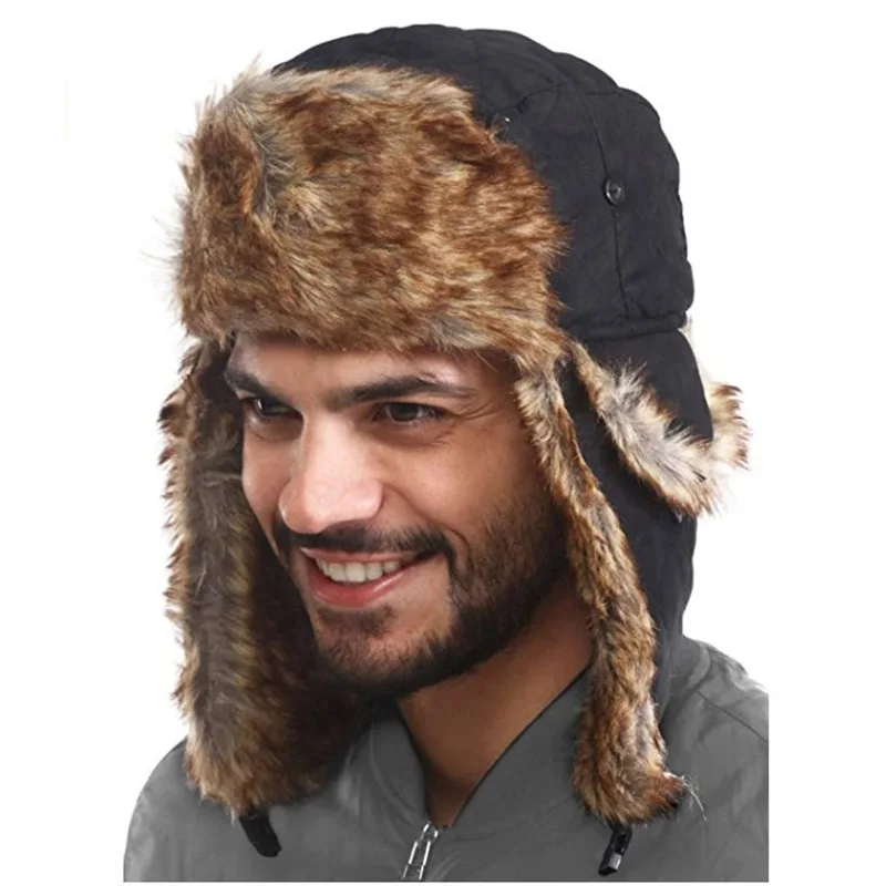 KXF 3-in-1 Winter Trapper Hat – Windproof, Faux Fur Lined With Ear Flaps & Face Cover For Men & Women