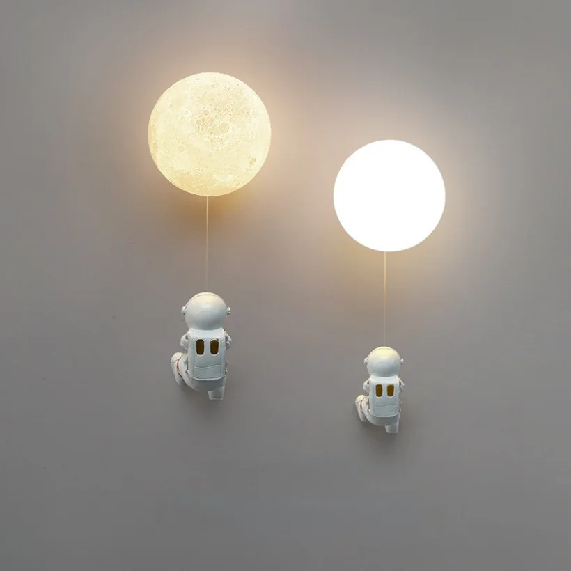 Children Wall Sconce Light Planet Lamp for Bedroom Bedside Modern Lighting Astronaut Decoration Nordic Glass Ball