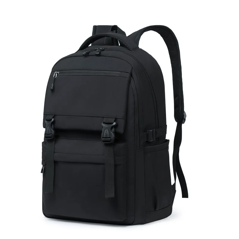 Large capacity black backpack with adjustable shoulder straps and multiple pockets, perfect for hiking and outdoor activities -