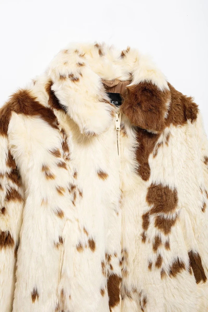 thumbnail image 5 of Abrigo polar con estampado de leopardo para mujer, chaqueta peluda de moda de otoño e invierno, abrigo cárdigan esponjoso de piel sintética, 5 of 5