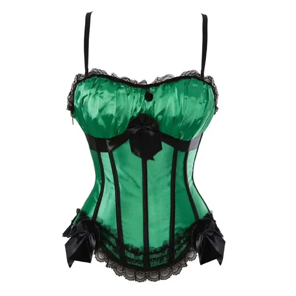 Women Sexy Satin Corsets Adjustable Shoulder Corset Straps Side Zipper Overbust Corset Body Shaping Underwear Cup Tops