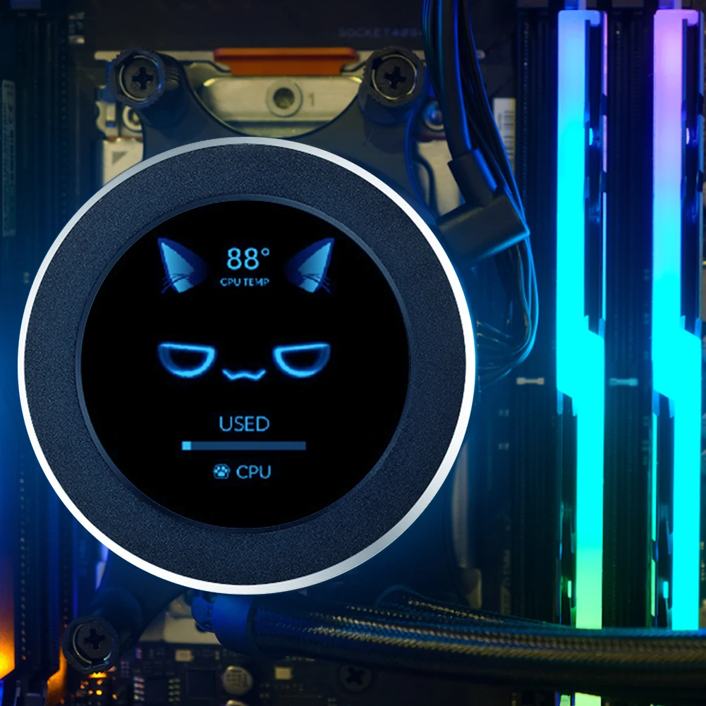 2.1 2.8인치 IPS PC 수냉식 보조 화면 480x480 USB 수냉식 원형 LCD 미니 PC 게이머 디스플레이